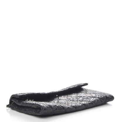 Chanel Iridescent Vinyl Quilted Clutch With Chain Black 4 of 10