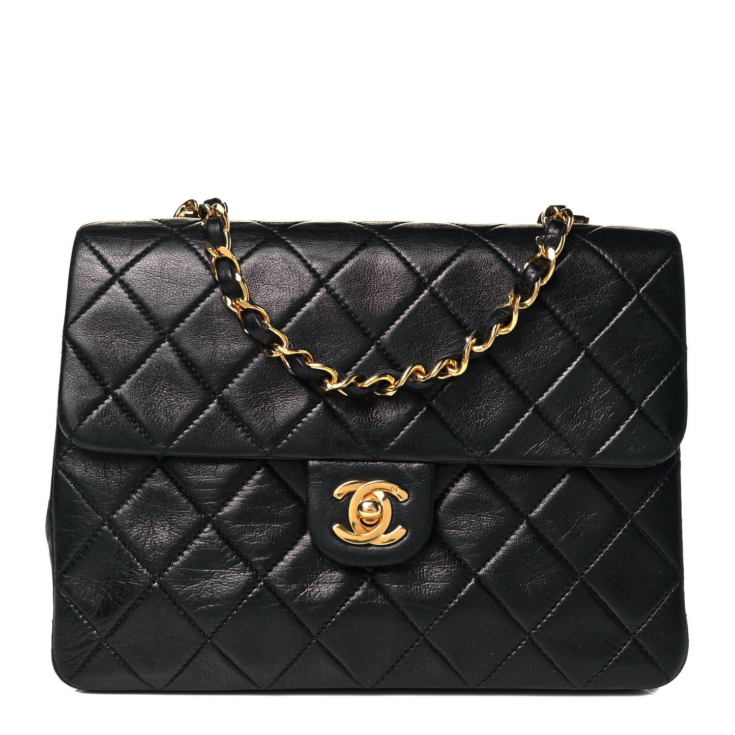 Lambskin Quilted Small Single Flap Black