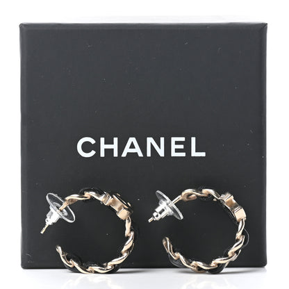 Chanel Lambskin CC Chain Hoop Earrings Matte Gold Black 5 of 5