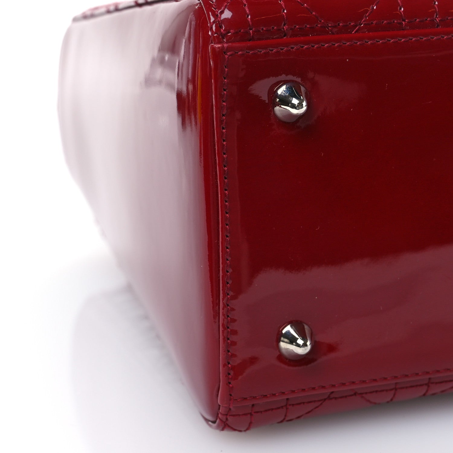 Christian Dior Patent Cannage Medium Lady Dior Burgundy Red 9 of 10