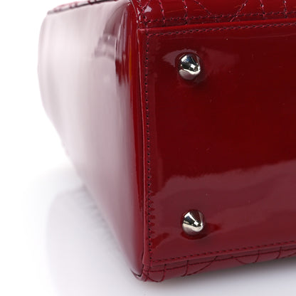 Christian Dior Patent Cannage Medium Lady Dior Burgundy Red 9 of 10
