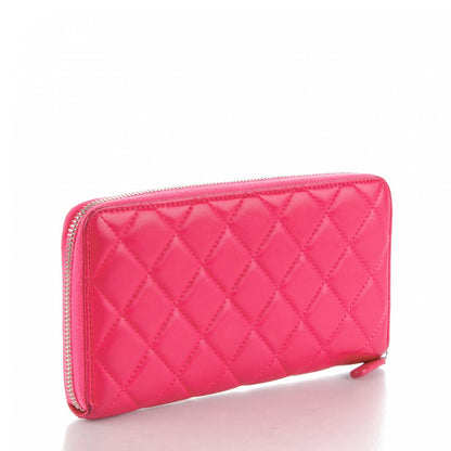 Chanel Lambskin Quilted Large Gusset Zip Around Wallet Fuchsia 3 of 9