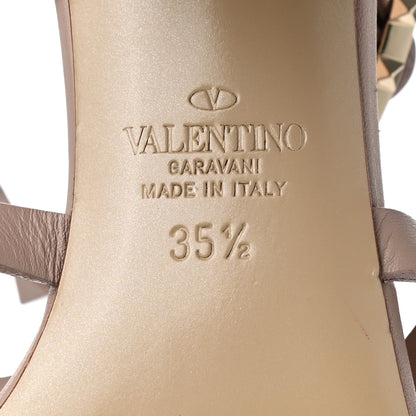 Valentino Garavani Calfskin Lacquered Monochrome Rockstud 60mm City Sandals 35.5 Poudre 6 of 8