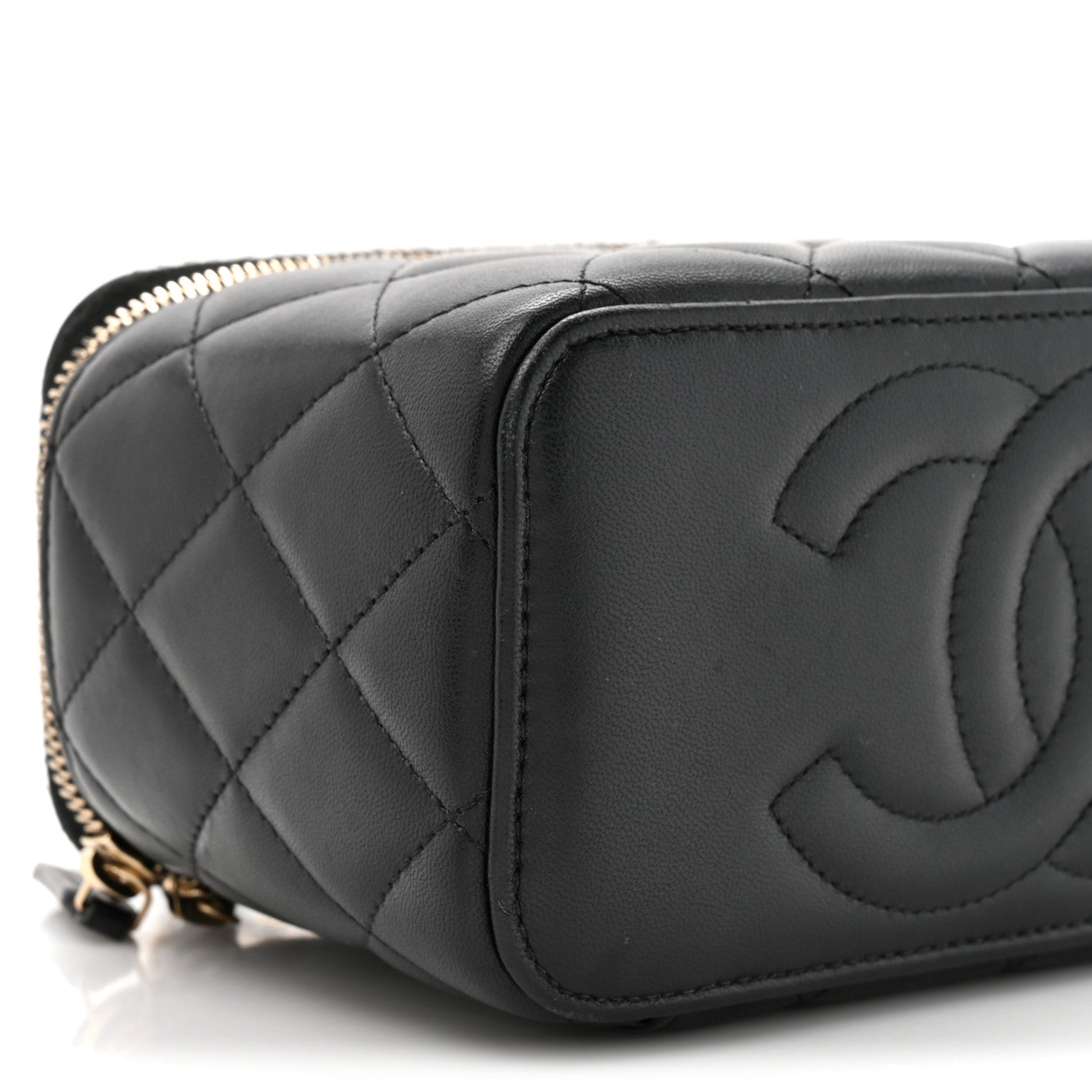 Chanel Lambskin Quilted Small Top Handle Vanity Case With Chain Black 10 of 11