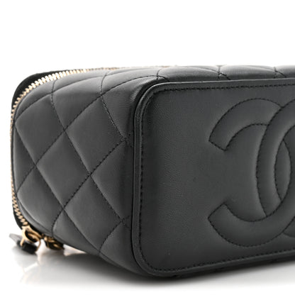 Chanel Lambskin Quilted Small Top Handle Vanity Case With Chain Black 10 of 11