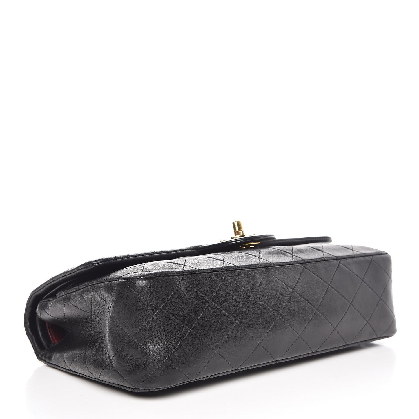Lambskin Quilted Medium Double Flap Black