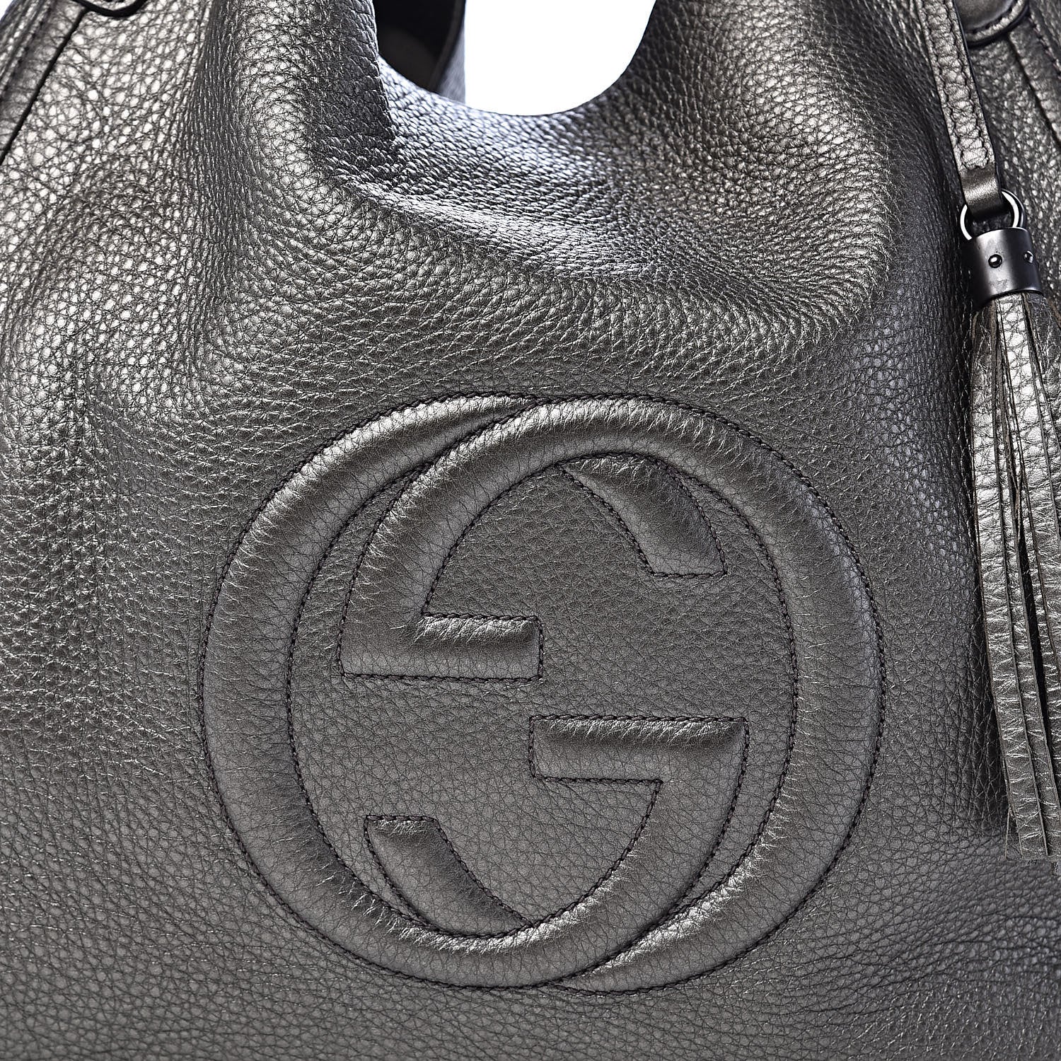Gucci Metallic Pebbled Calfskin Large Soho Shoulder Bag Sasso 11 of 11
