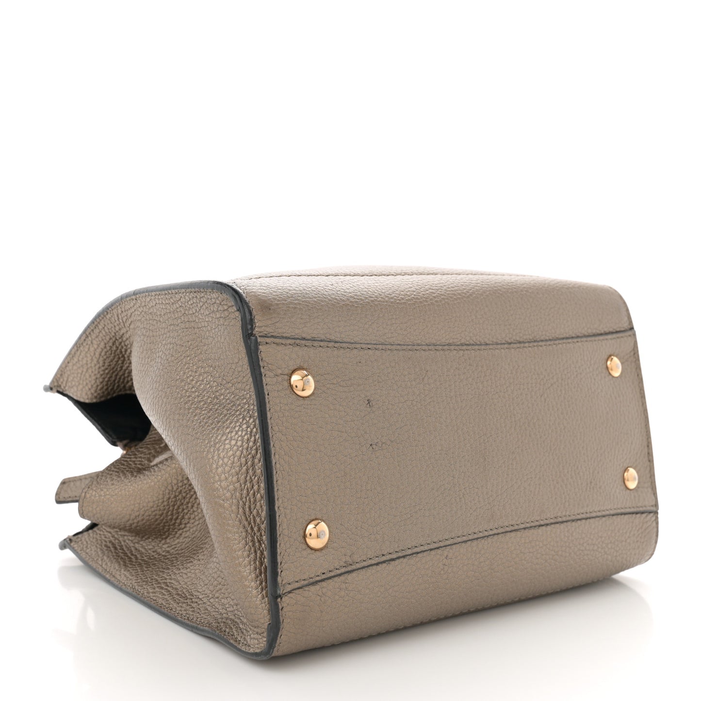 Metallic Hammered Calfskin Double Handle Small Amy Tote Graphite