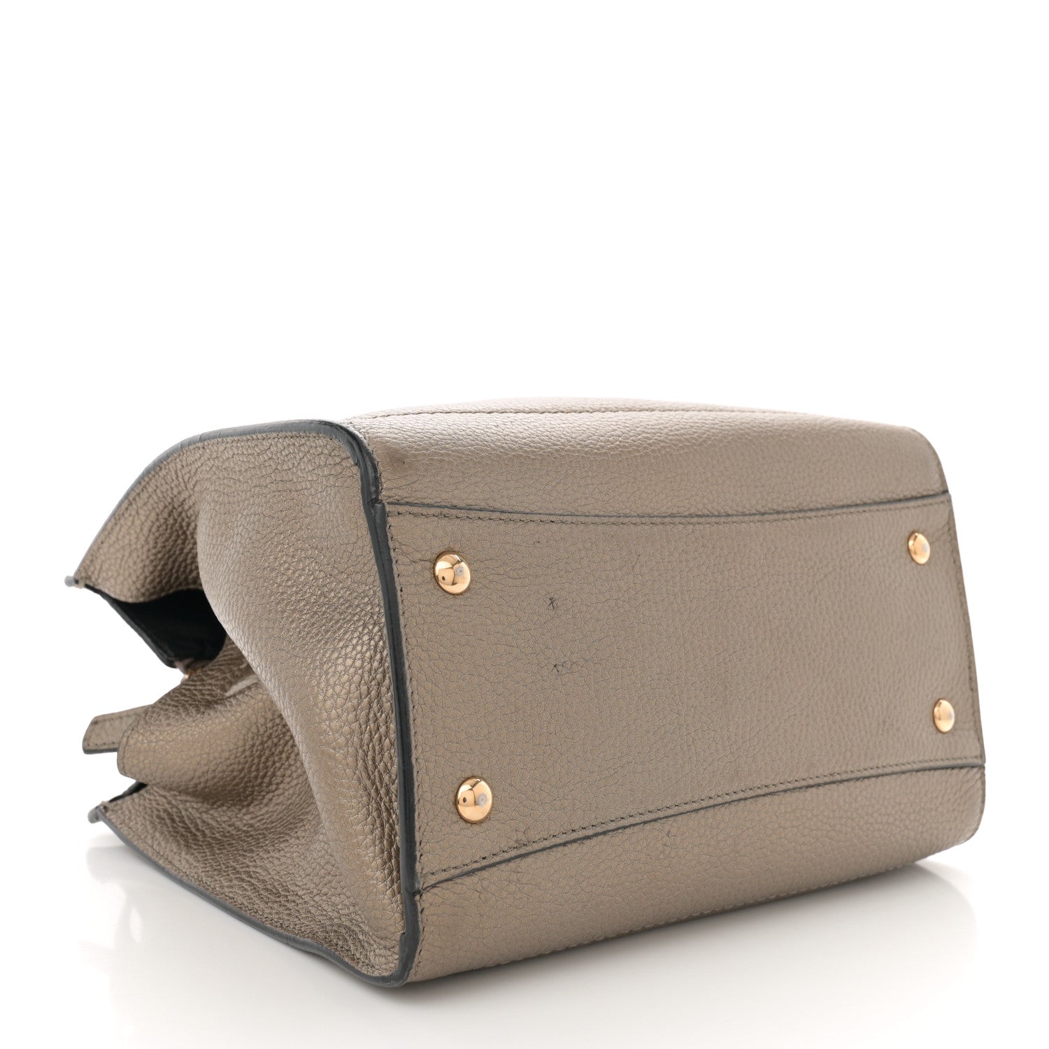 Salvatore Ferragamo Metallic Hammered Calfskin Double Handle Small Amy Tote Graphite 4 of 13