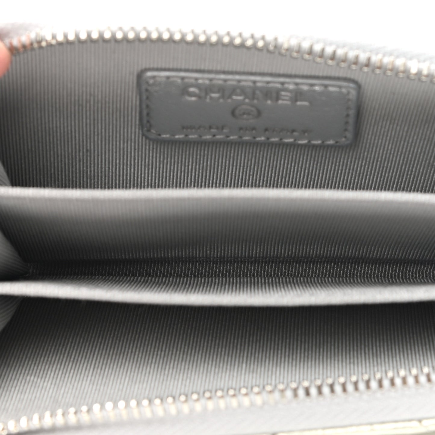 Gradient Metallic Calfskin Quilted Zip Around Coin Purse Wallet Silver Blue Yellow Purple