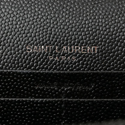 Saint Laurent Grain De Poudre Matelasse Chevron Monogram Monochrome Chain Wallet Black 5 of 11