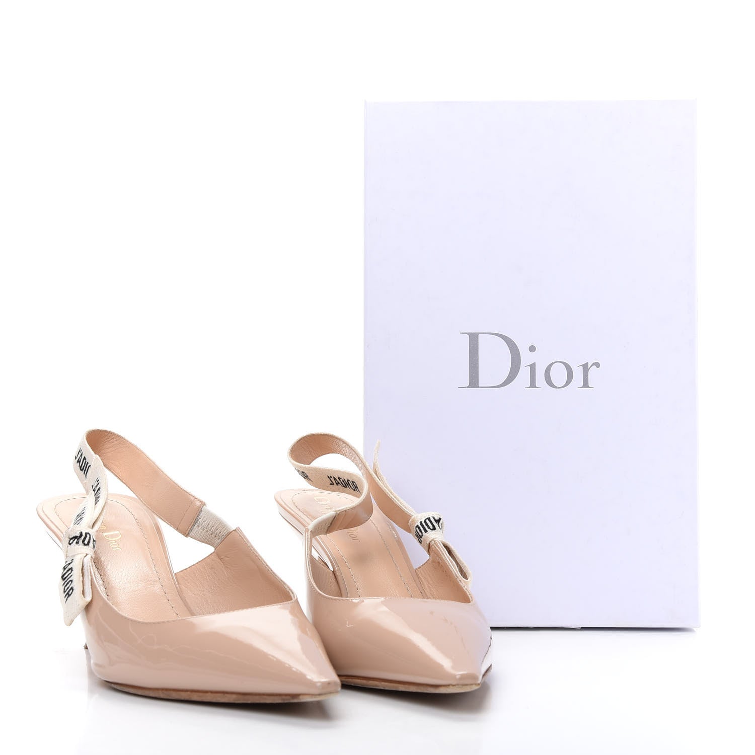 Christian Dior Patent Ribbon J'Adior Slingback 65mm Pumps 42 Nude 11 of 11