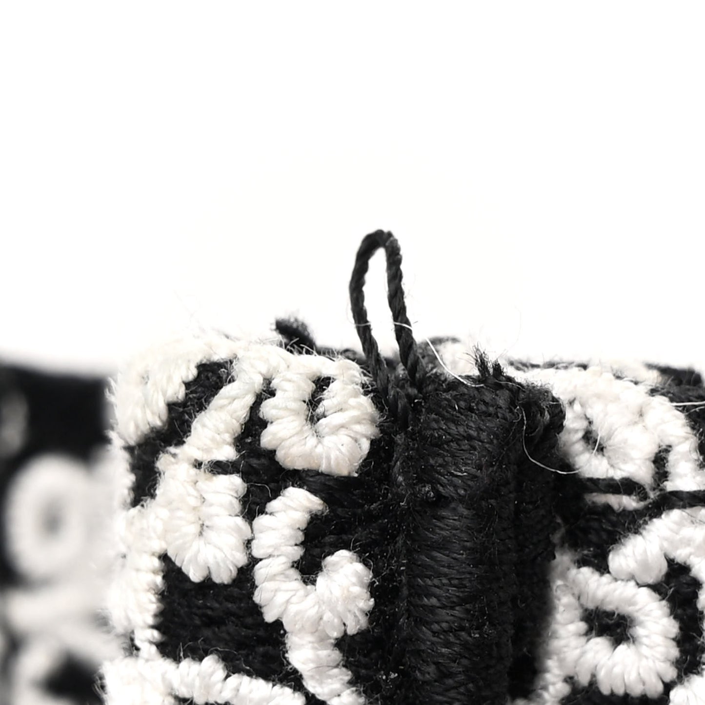 Canvas Embroidered Medium Ornamental Cornely Effect Book Tote Black White