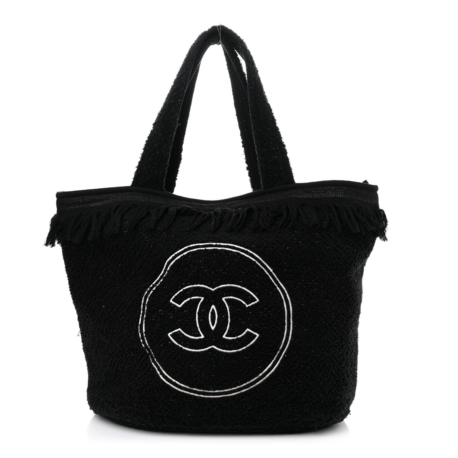 Chanel Terry Cotton CC Beach Tote Towel Set Black 3 of 13