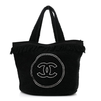 Chanel Terry Cotton CC Beach Tote Towel Set Black 3 of 13