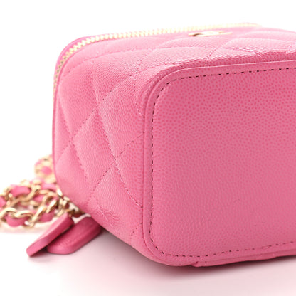 Chanel Caviar Quilted Mini Vanity Case With Chain Pink 8 of 9