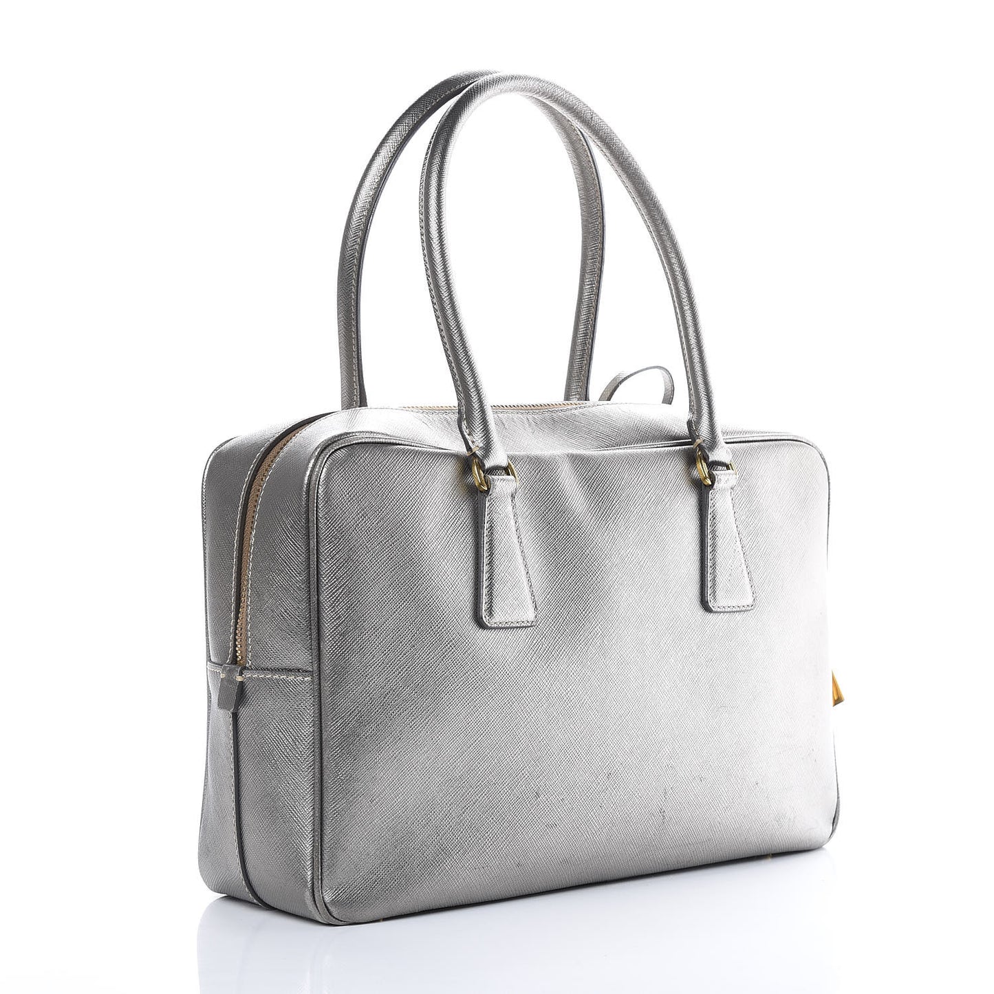 Metallic Saffiano Lux Bowler Silver