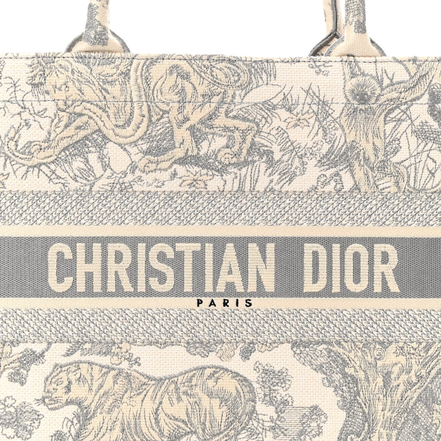 Canvas Embroidered Medium Dioriviera Toile De Jouy Book Tote Gray