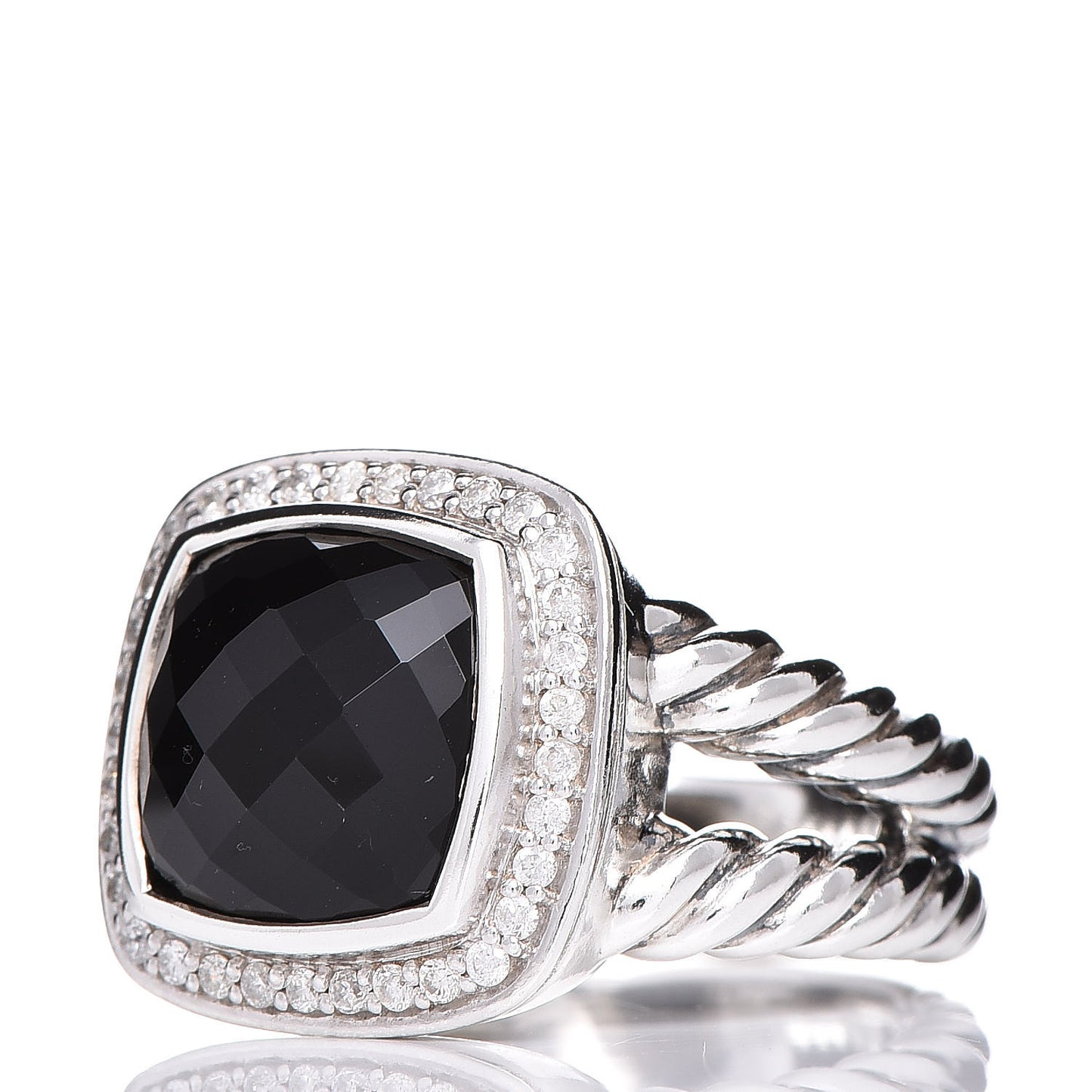 Sterling Silver Diamond Black Onyx 11mm Albion Ring 54 7