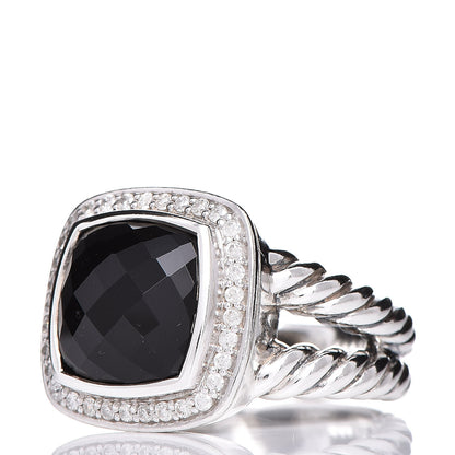David Yurman Sterling Silver Diamond Black Onyx 11mm Albion Ring 54 7 3 of 5