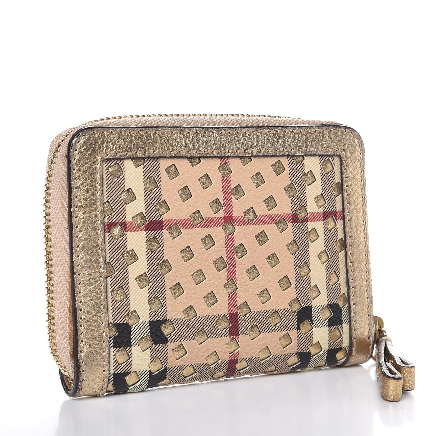 Haymarket Check Small Zip Wallet Gold