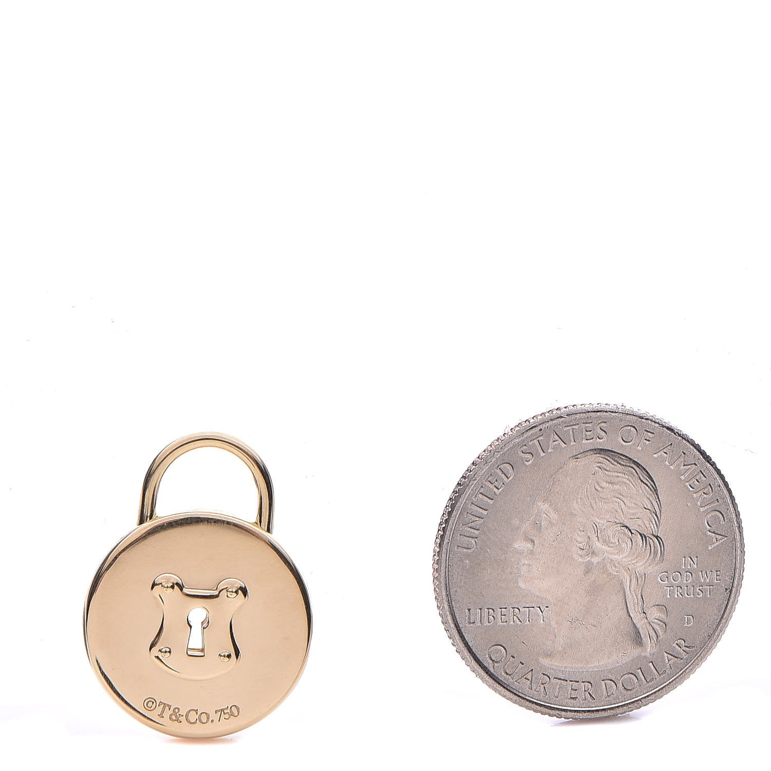 Tiffany 18K Yellow Gold Emblem Lock Pendant 2 of 3