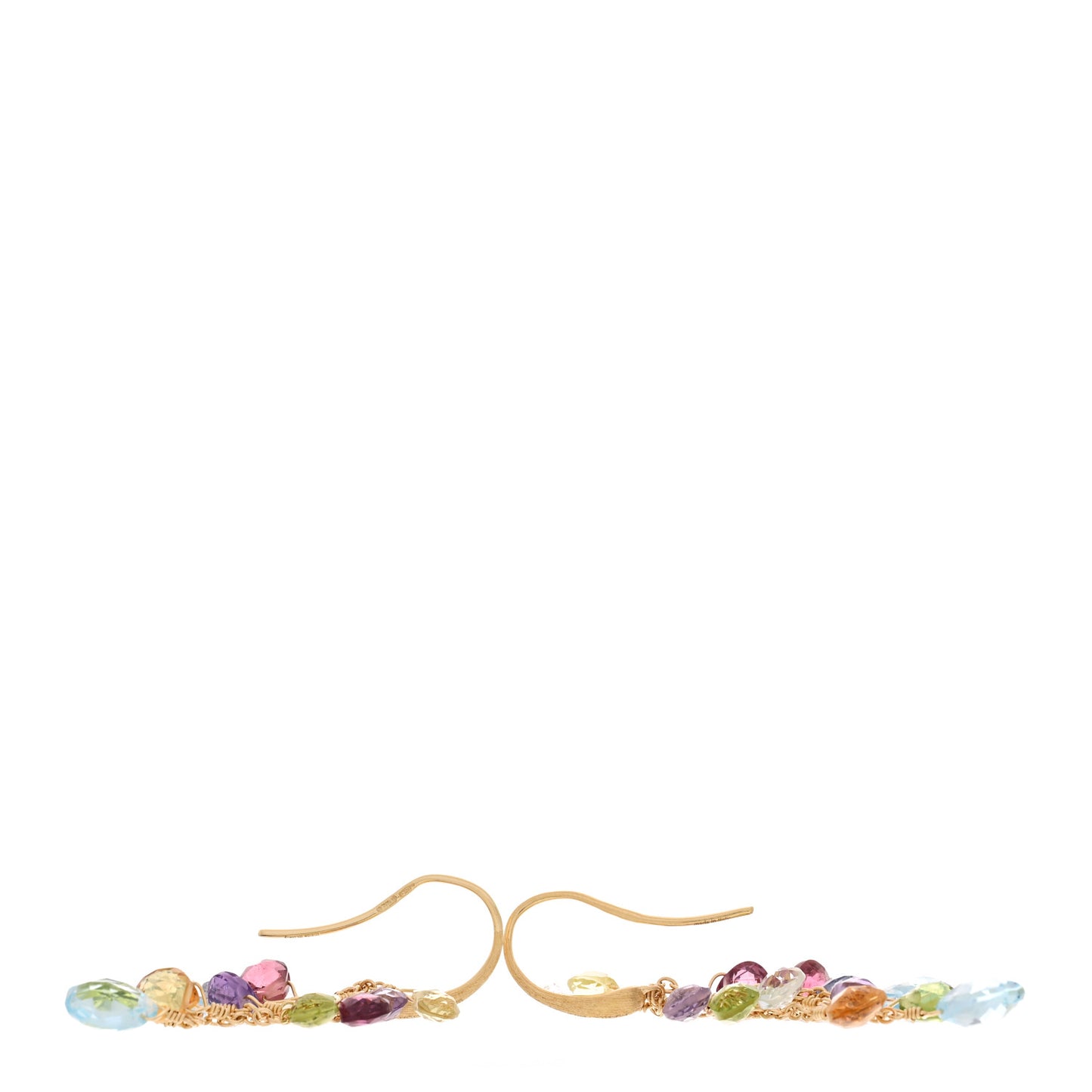 18K Yellow Gold Multi Gemstone Multi-Strand Drop Earrings