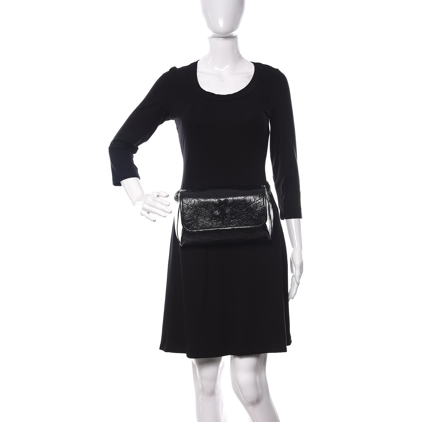 Crinkled Calfskin Matelasse Monogram Niki Body Bag Black