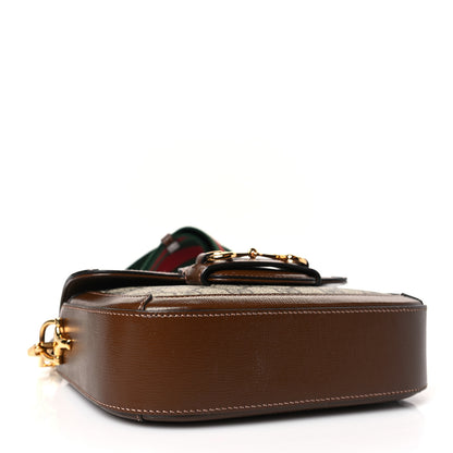 Gucci GG Supreme Monogram Azalea Calfskin Web Mini Horsebit 1955 Shoulder Bag Beige Ebony Brown Sugar 4 of 9