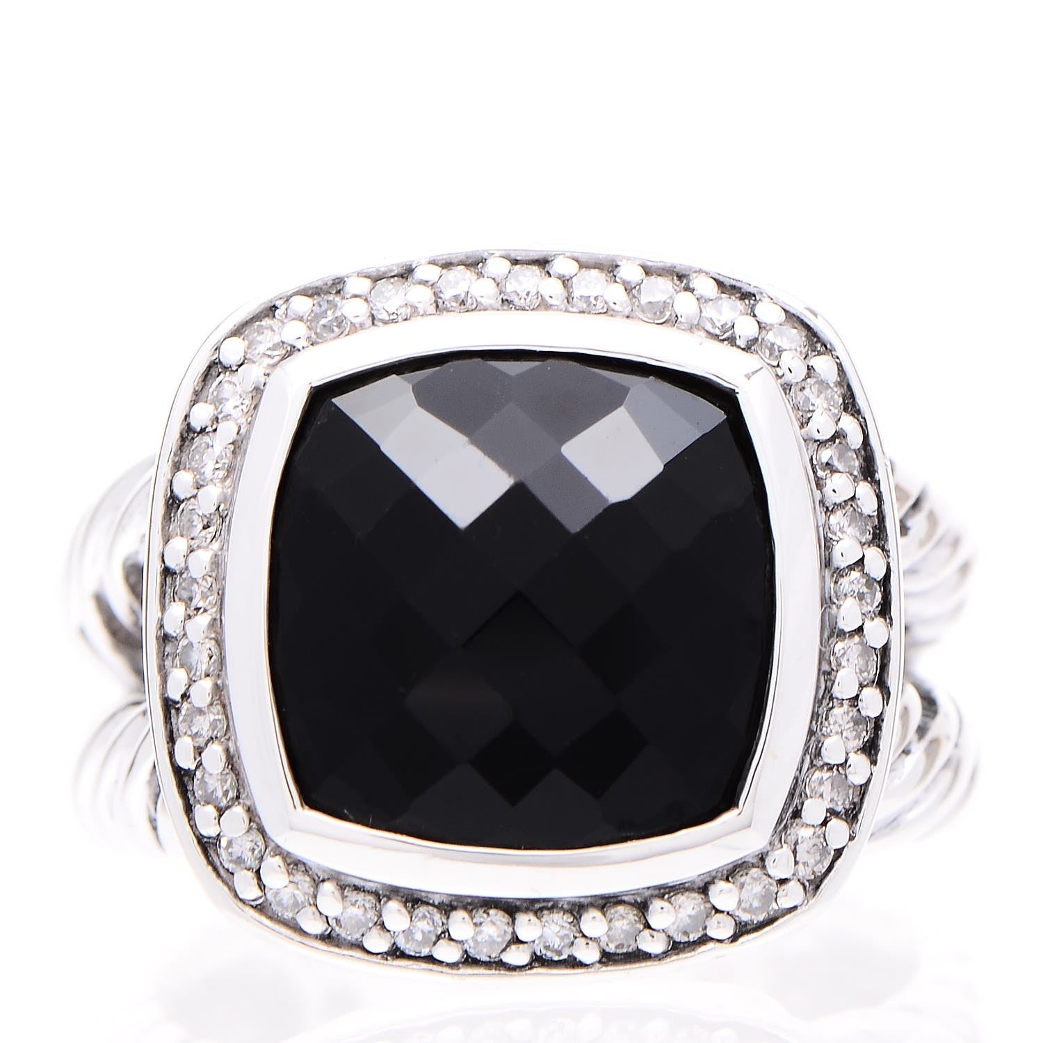 David Yurman Sterling Silver Diamond Black Onyx 11mm Albion Ring 52 6 1 of 6