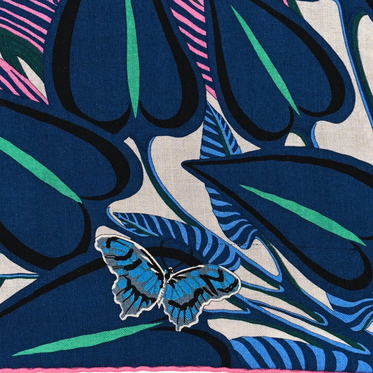 Cashmere Silk Jaguar Quetzal Shawl 140 Gris Chine Bleu