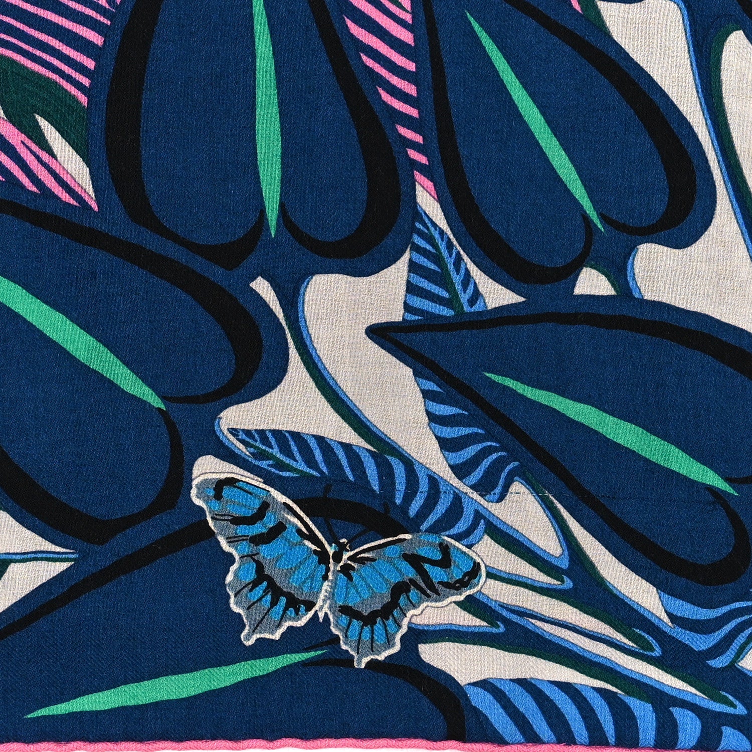 Hermes Cashmere Silk Jaguar Quetzal Shawl 140 Gris Chine Bleu 4 of 4