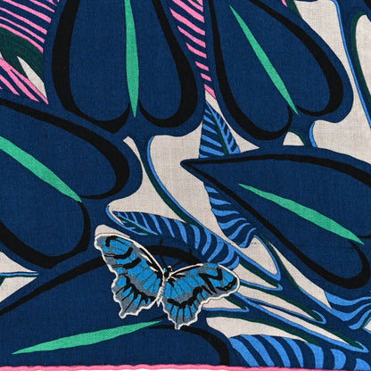 Hermes Cashmere Silk Jaguar Quetzal Shawl 140 Gris Chine Bleu 4 of 4