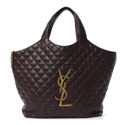 Saint Laurent Lambskin Quilted Maxi Icare Shopping Tote  Rouge Cabernet 1 of 11
