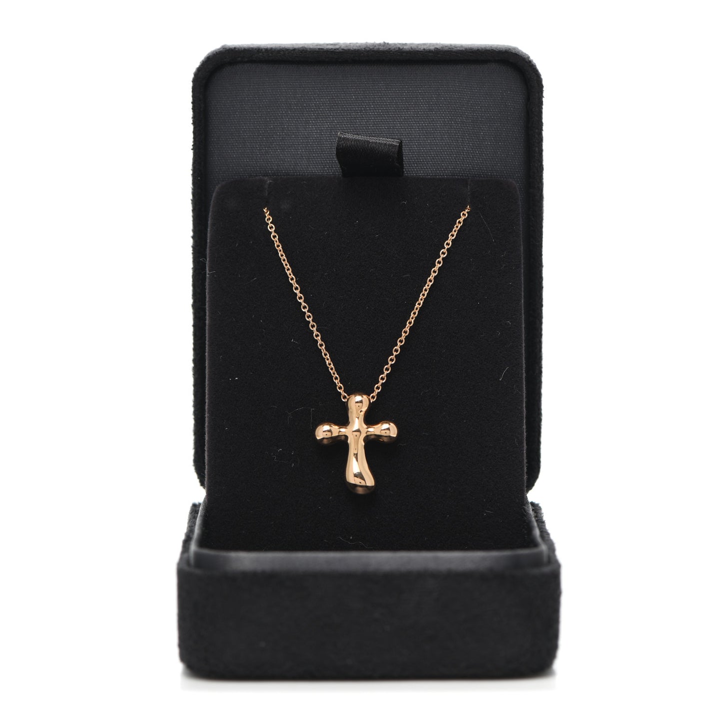 18K Rose Gold 12mm Elsa Peretti Cross Pendant Necklace