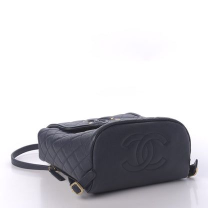 Chanel Caviar Quilted Filigree Backpack Navy 3 of 10