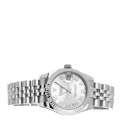 Rolex Stainless Steel 18K White Gold 31mm Oyster Perpetual Datejust Watch Silver Roman 178274 2 of 5