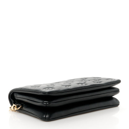 Louis Vuitton Lambskin Embossed Monogram Pochette Coussin Black 3 of 8