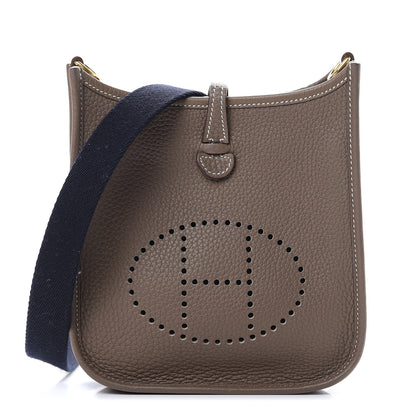 Hermes Taurillon Clemence Amazone Evelyne TPM Etoupe Bleu Indigo 1 of 10