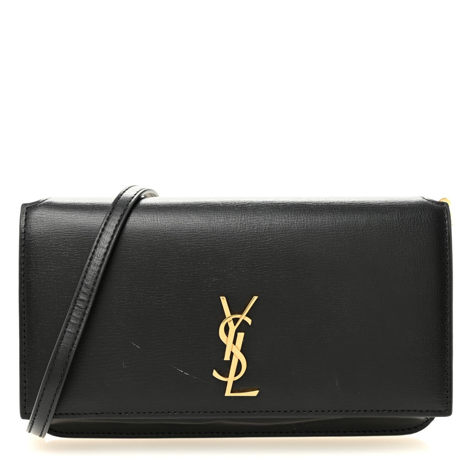 Saint Laurent Grained Calfskin Monogram Phone Holder Crossbody Black 1 of 10