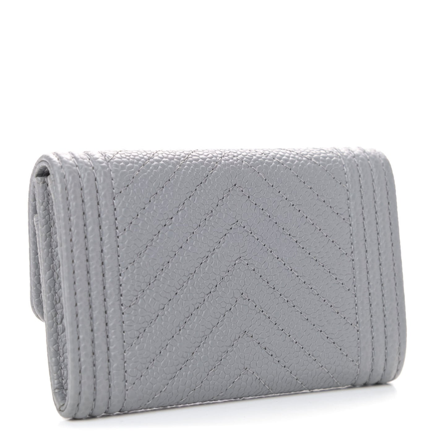 Caviar Chevron Quilted Boy Card Holder Grey