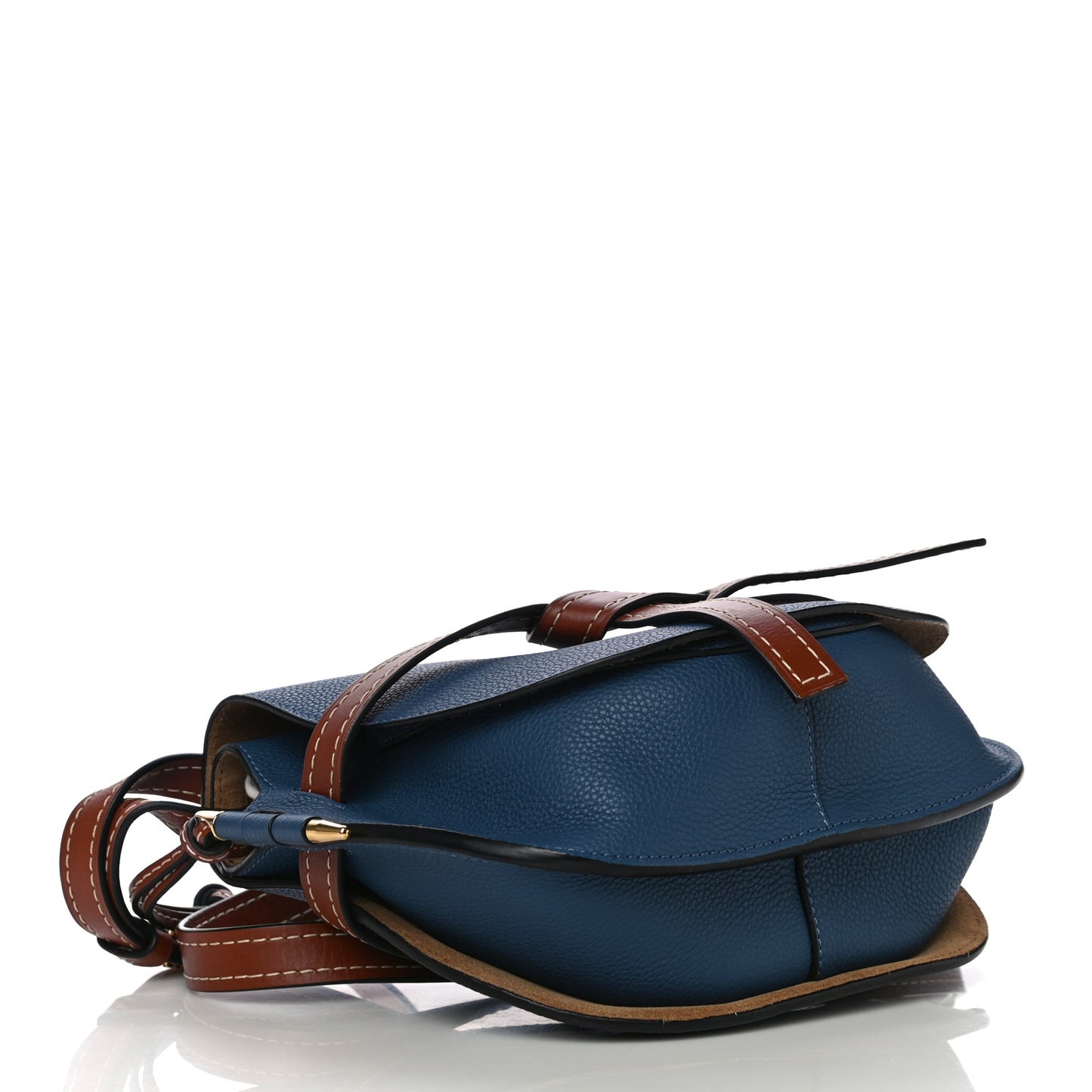 Grained Calfskin Small Gate Crossbody Bag Varsity Pecan