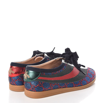 Gucci Lurex Calfskin Web GG Monogram Womens Falacer Sneakers 38 Iridescent Blue Iridescent Red Silver 4 of 10
