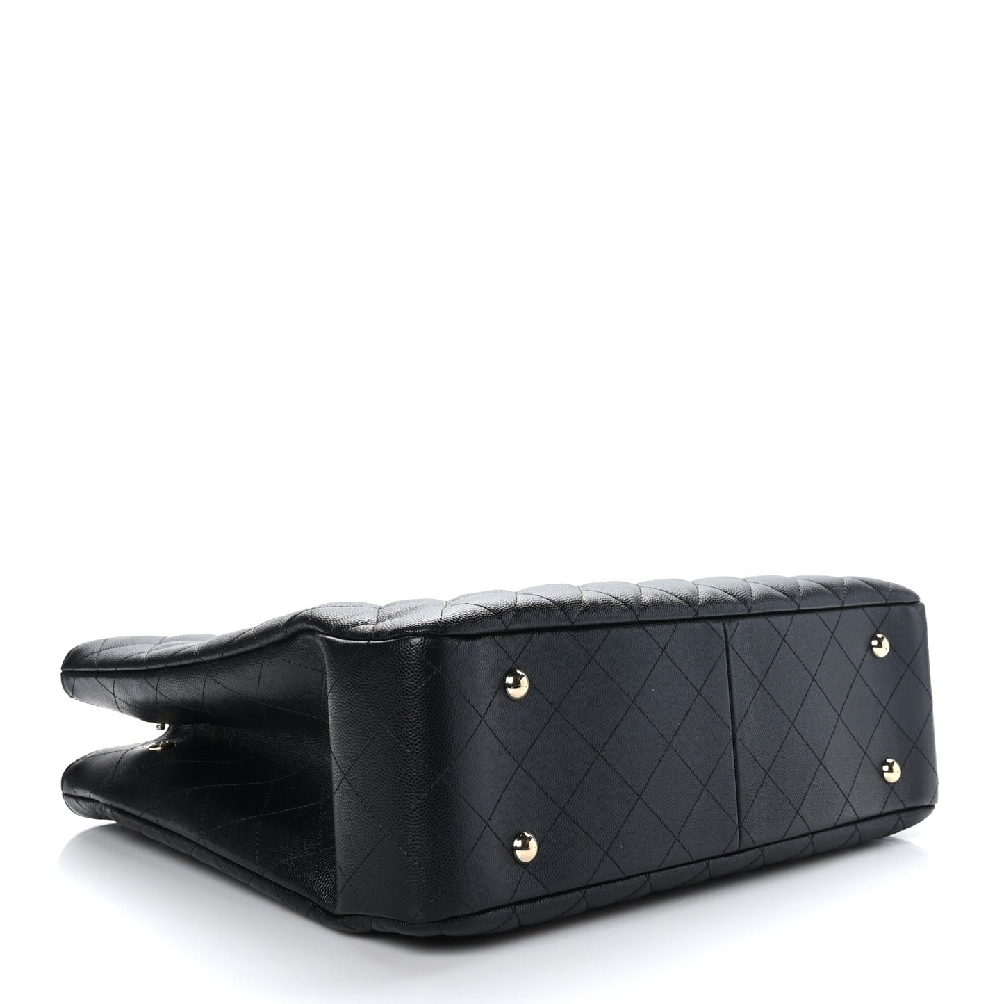 Caviar Quilted Large CC Shopping Tote Black