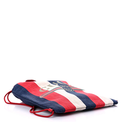 Gucci Canvas Logo Sylvie Stripe Drawstring Backpack Red 4 of 10