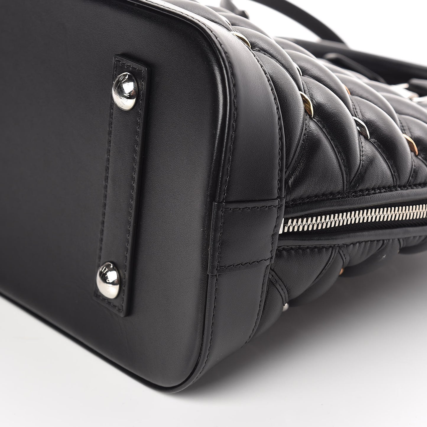 Lambskin Studded Malletage Alma PM Black