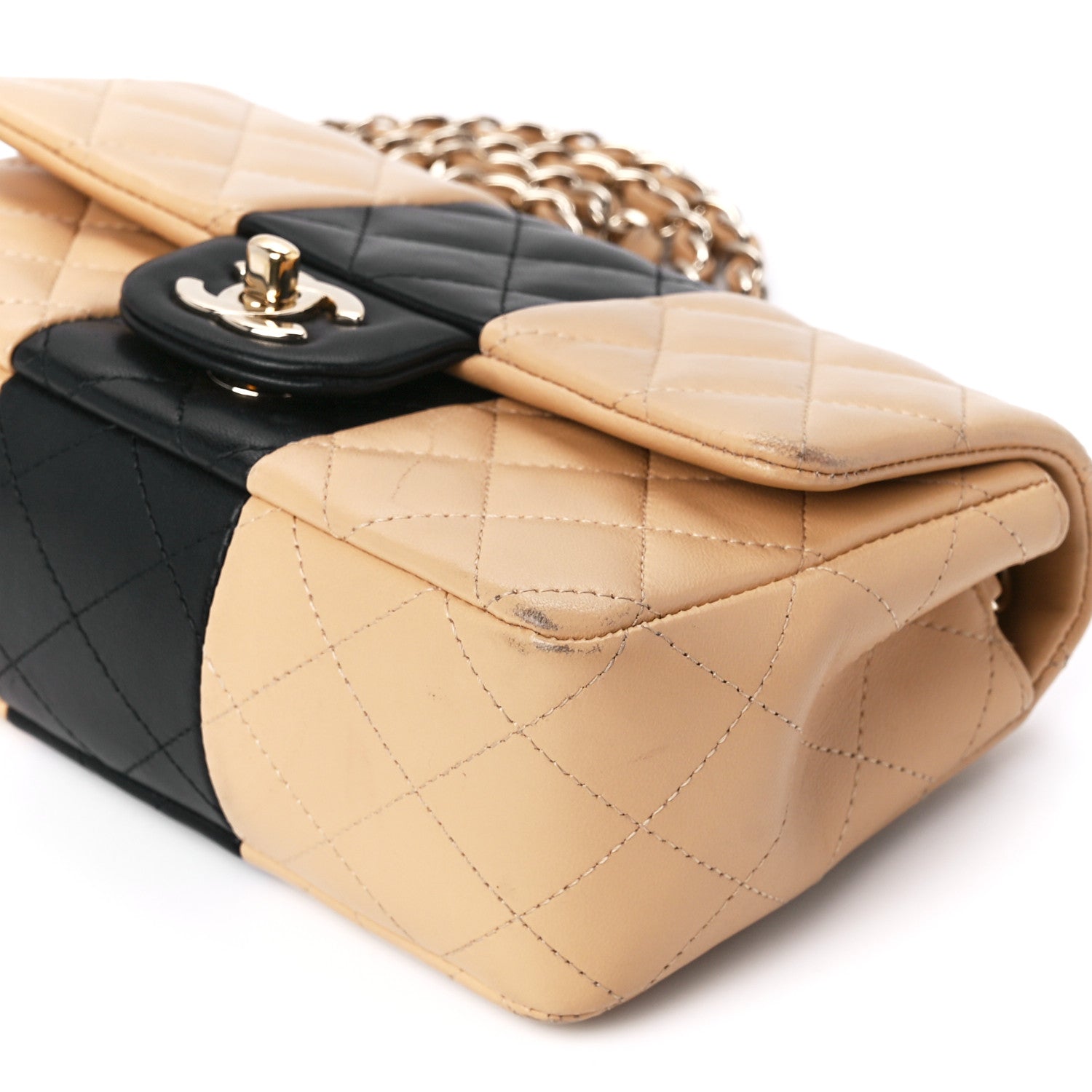 Chanel Lambskin Quilted Mini Rectangular Flap Beige Black 12 of 12