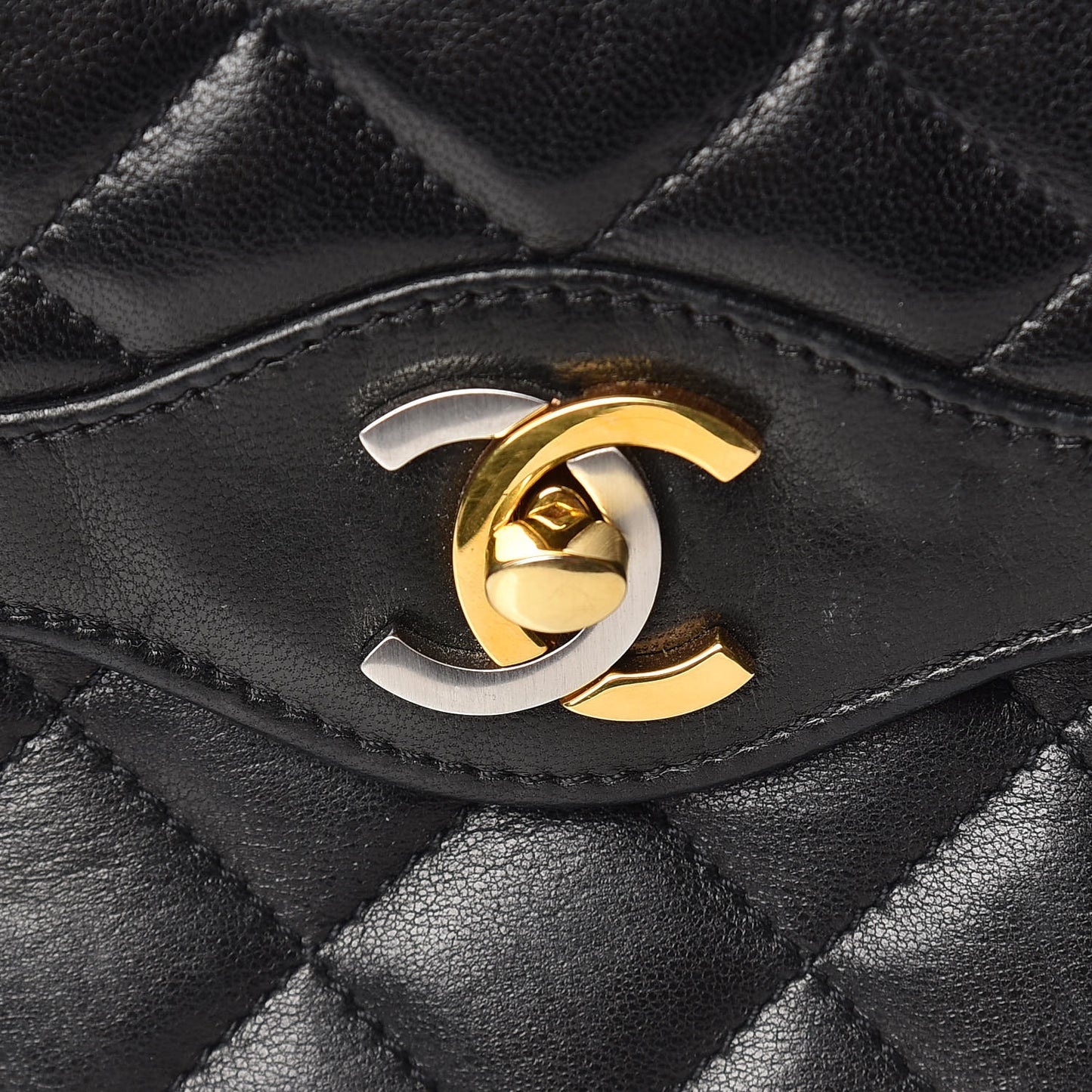 Lambskin Quilted Medium Double Flap Bag Black