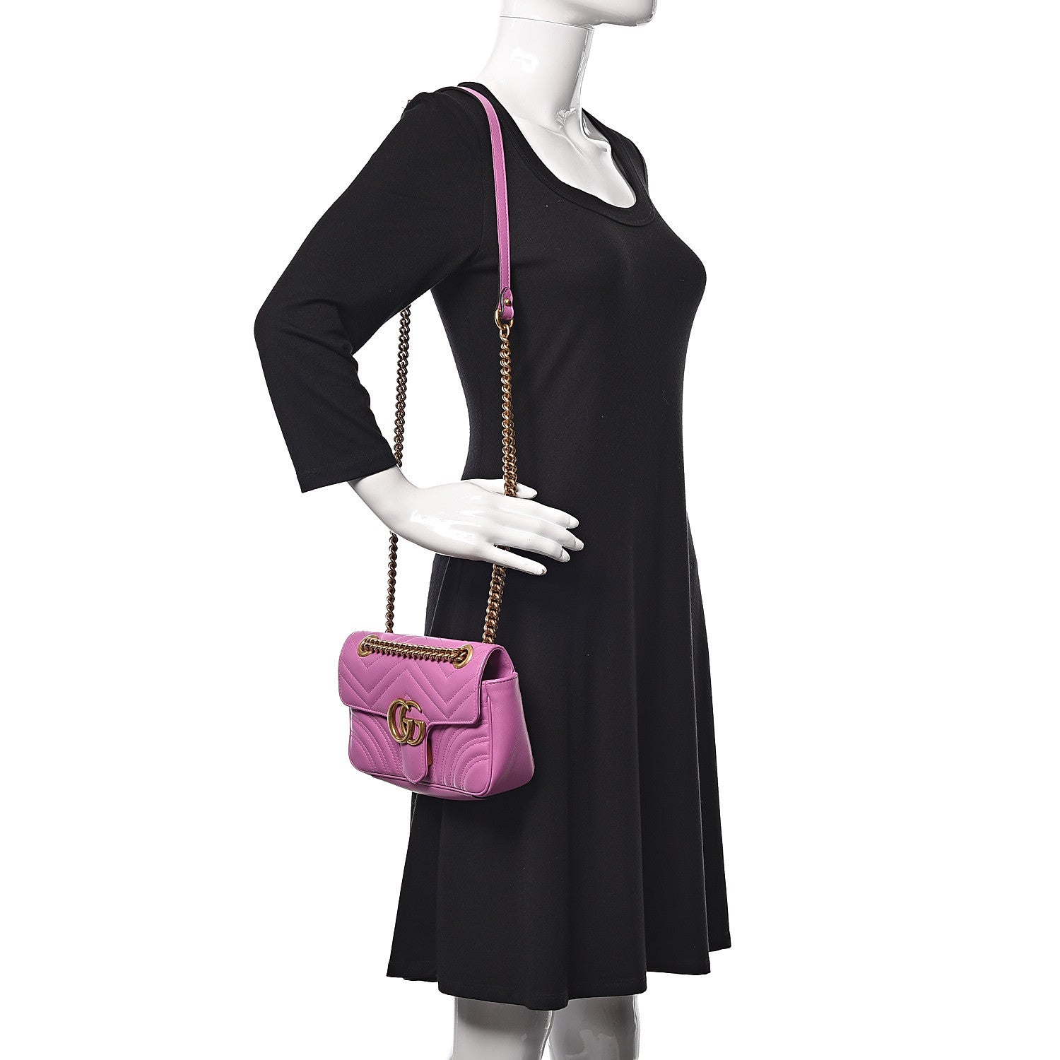 Gucci Calfskin Matelasse Mini GG Marmont Shoulder Bag Candy Mousse 2 of 12