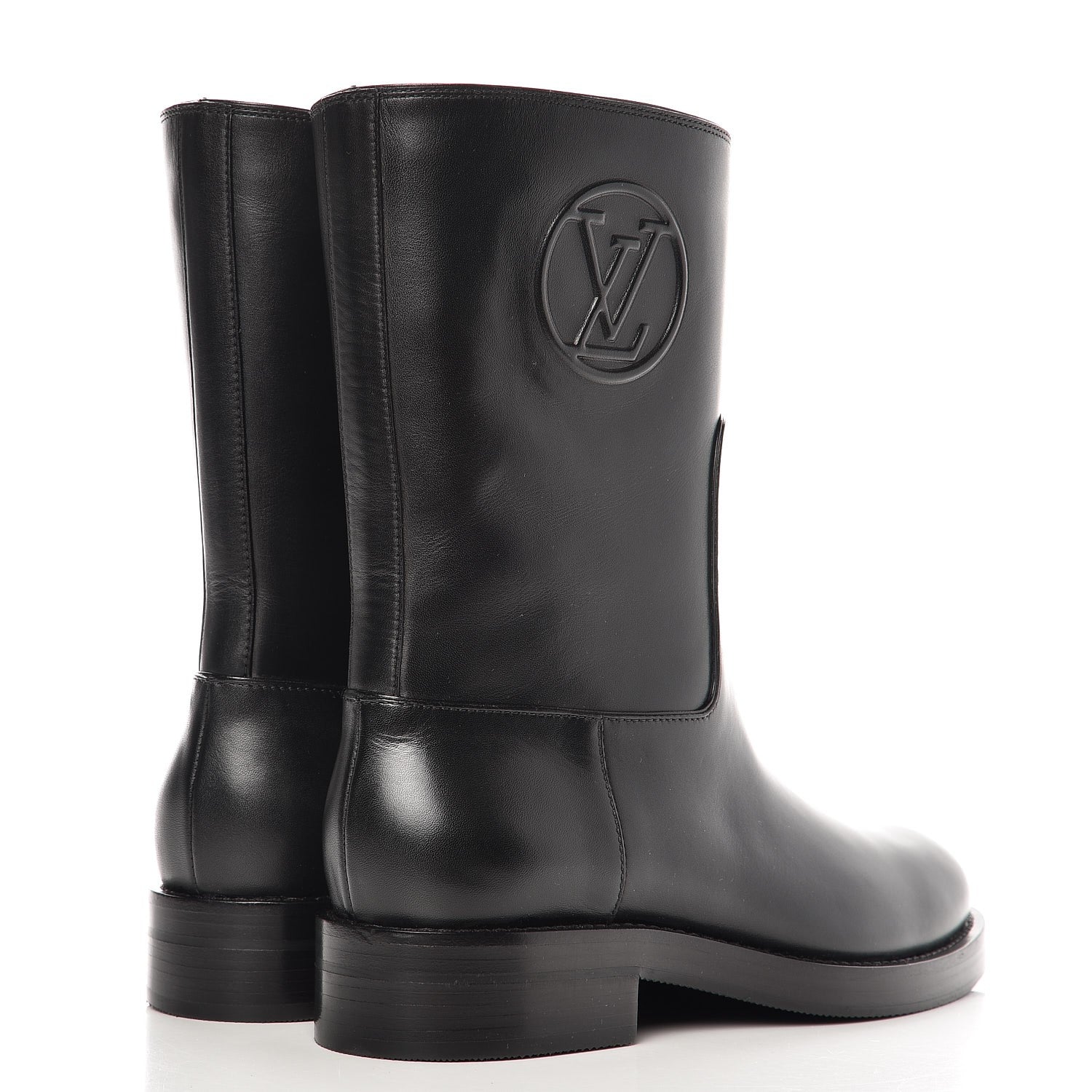 Louis Vuitton Calfskin Overdrive Flat Calf High Boots 37.5 Black 4 of 9